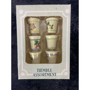 Porcelain‎ Thimble Assortment of Six (6) Floral NWB